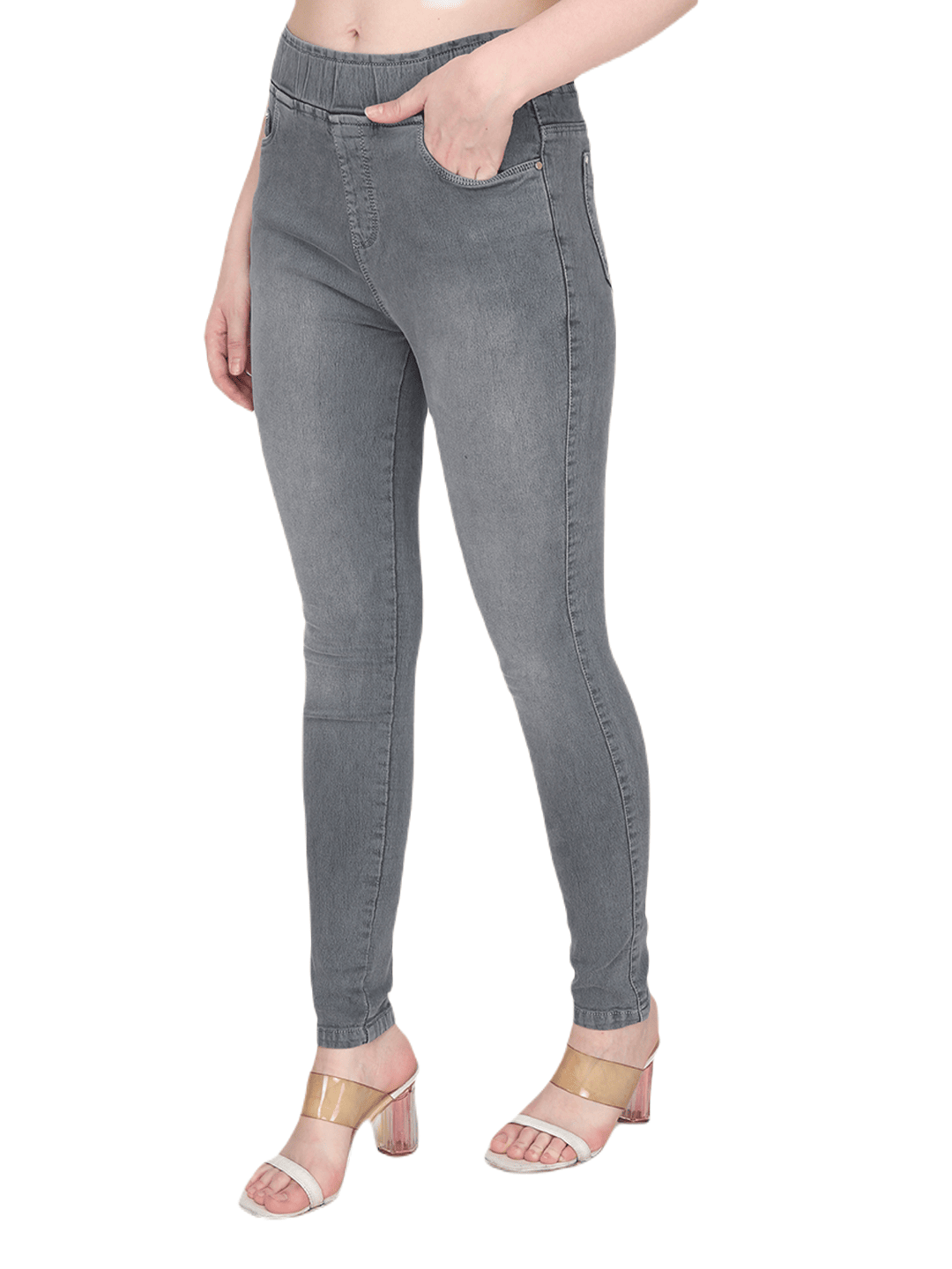 Albion By CnM Women Stretchable Grey Denim Jegging view 2