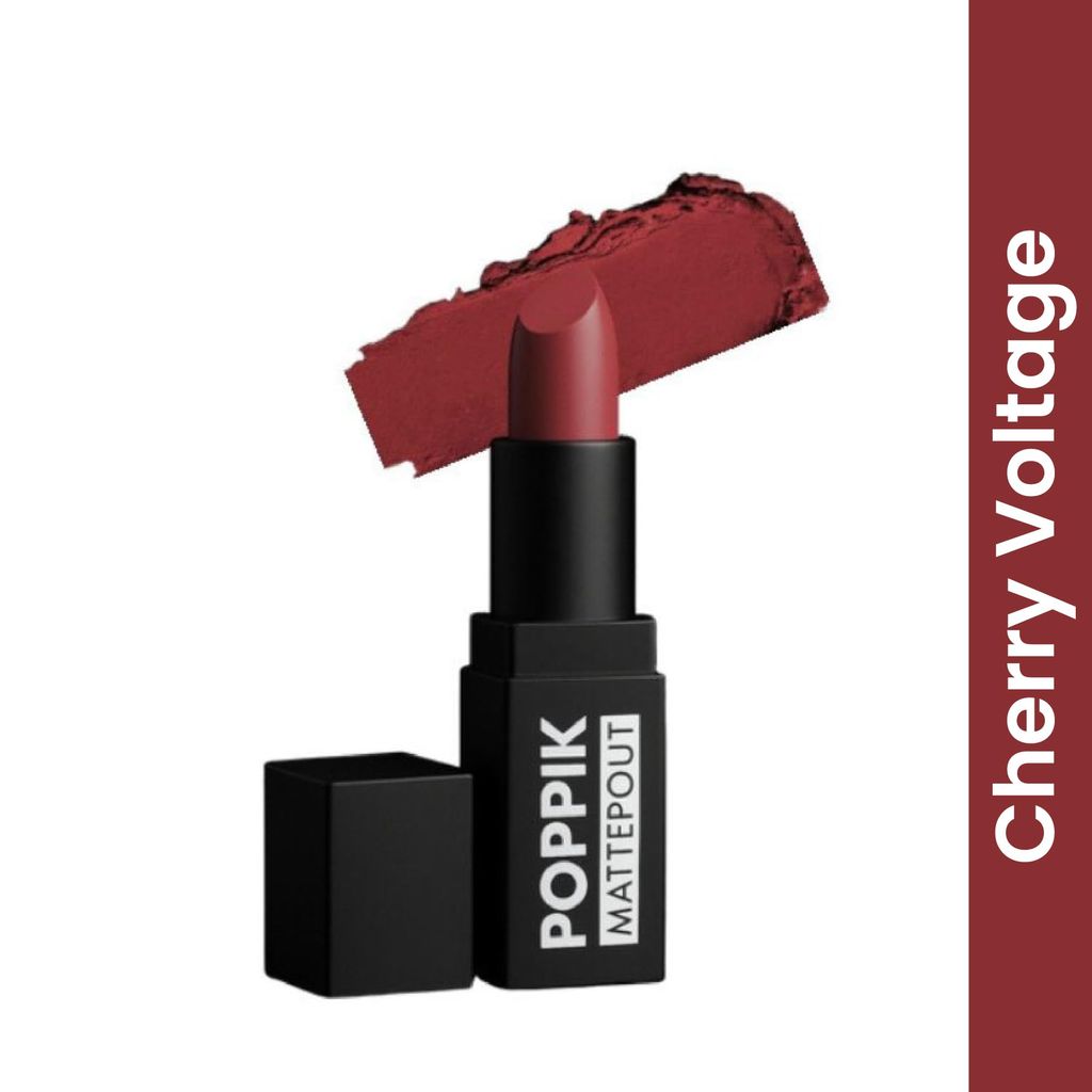 POPPIK Bullet Matte Lipstick for Women | Creamy Matte, Long Lasting Lip Color | High Coverage, Soft & Comfortable Formula | Daily Use Lip Makeup | Ideal for Casual Outings, Wedding, Gift | 3.8gm view 2