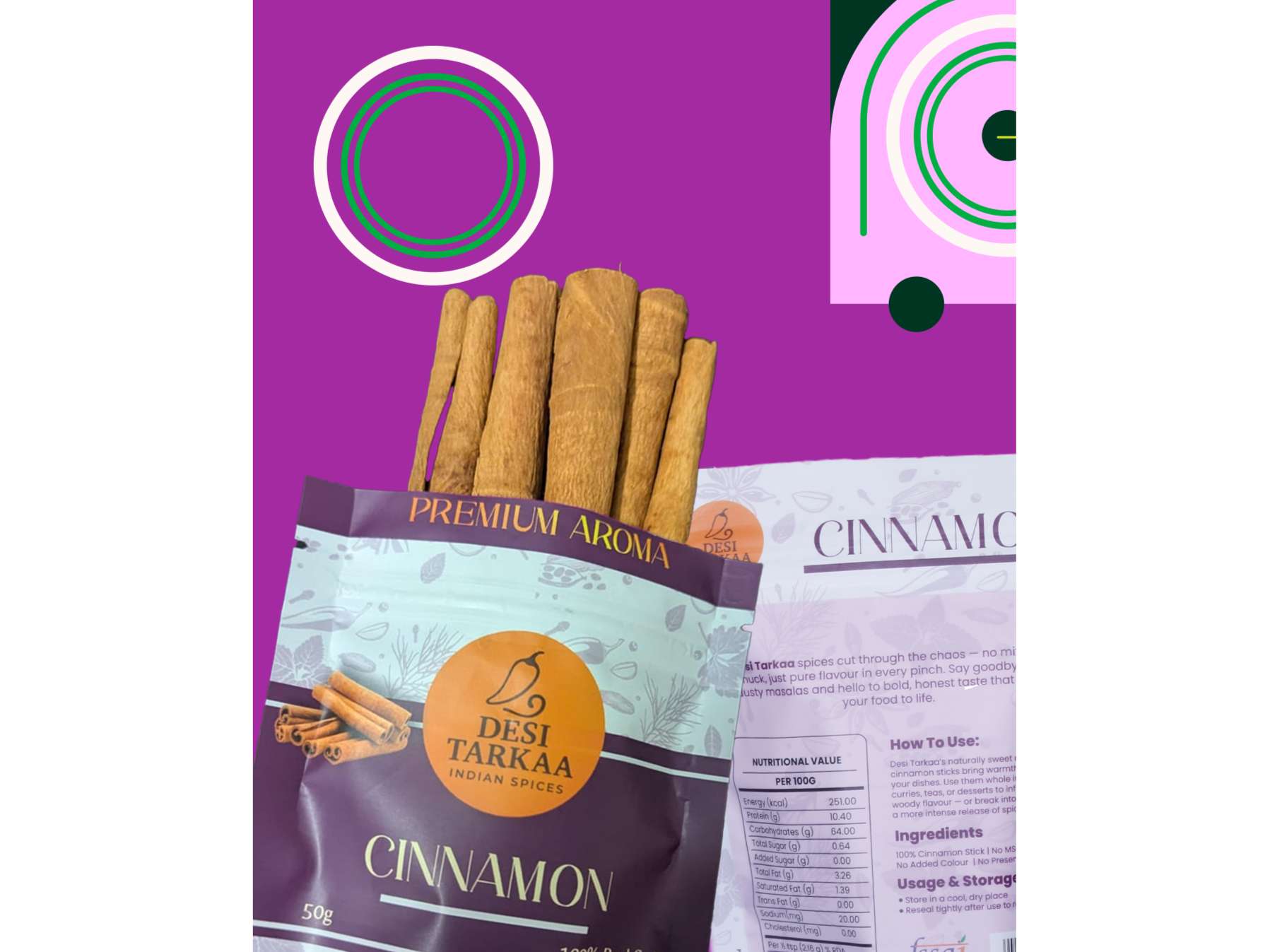 Desi Tarkaa Cinnamon Sticks (Dalchini), Whole Premium Spice, Strong Aroma, Fresh & Flavorful, For Tea, Desserts & Cooking - 50g view 2