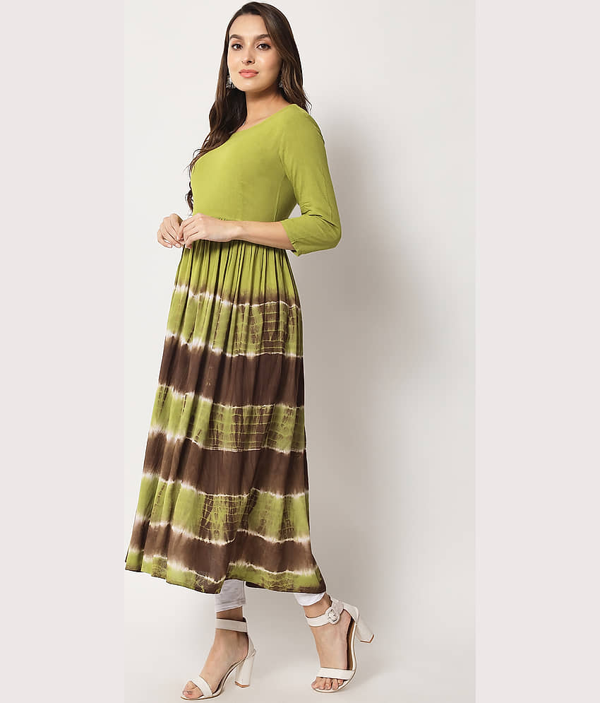 Kbz Women Rayon Printed Gown ( Green ) view 2