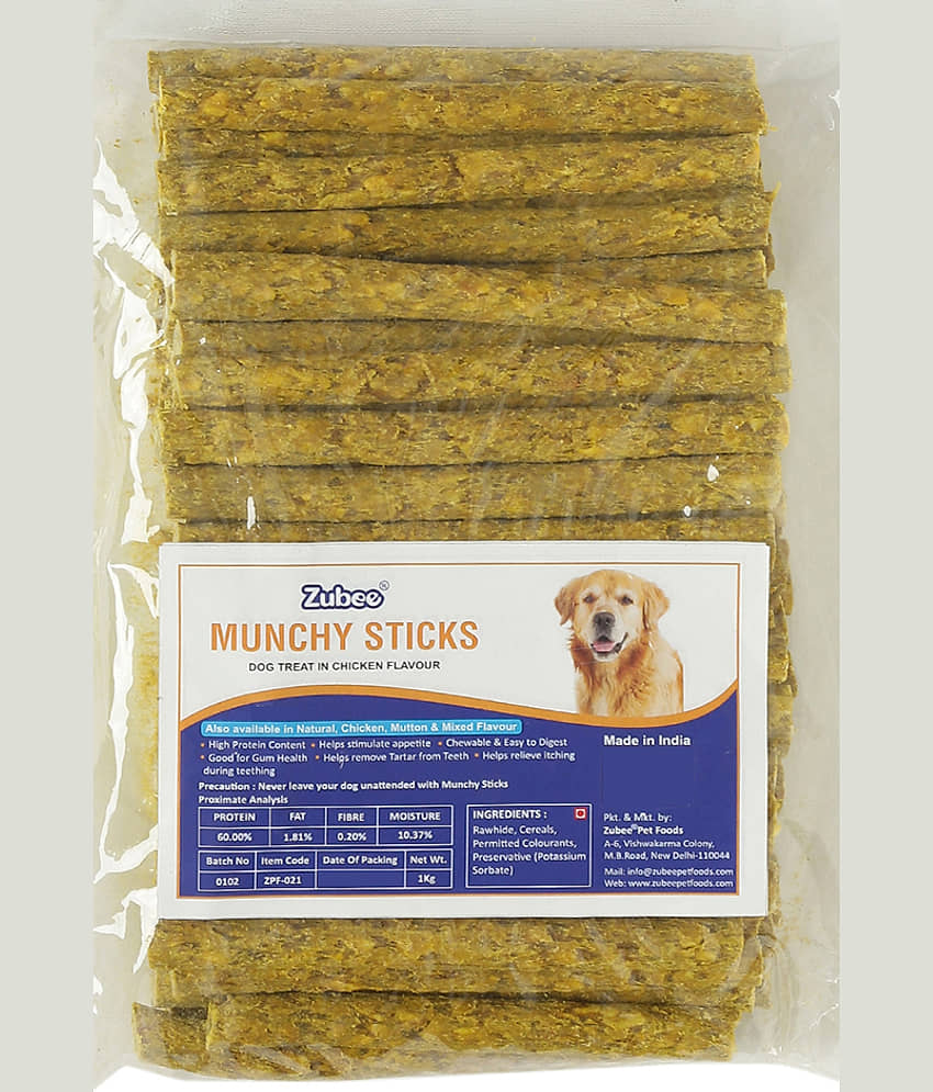 Zubee Dog Chew Chicken Flavour Munchi Sticks Treat for Dogs ( 1 Kg Packing) Chicken Dog Chew (1 kg, Pack of 1)