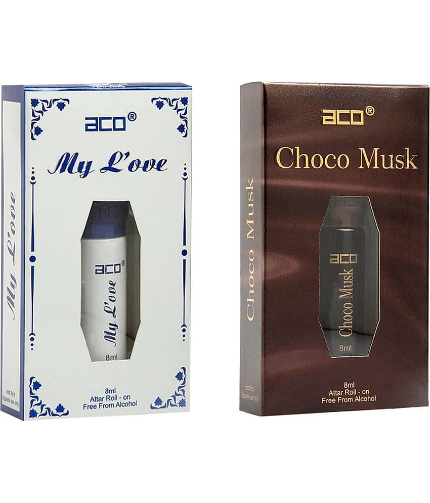 aco perfumes choco Musk & My love Concentrated Attar Roll On 8ml COMBO SET view 2