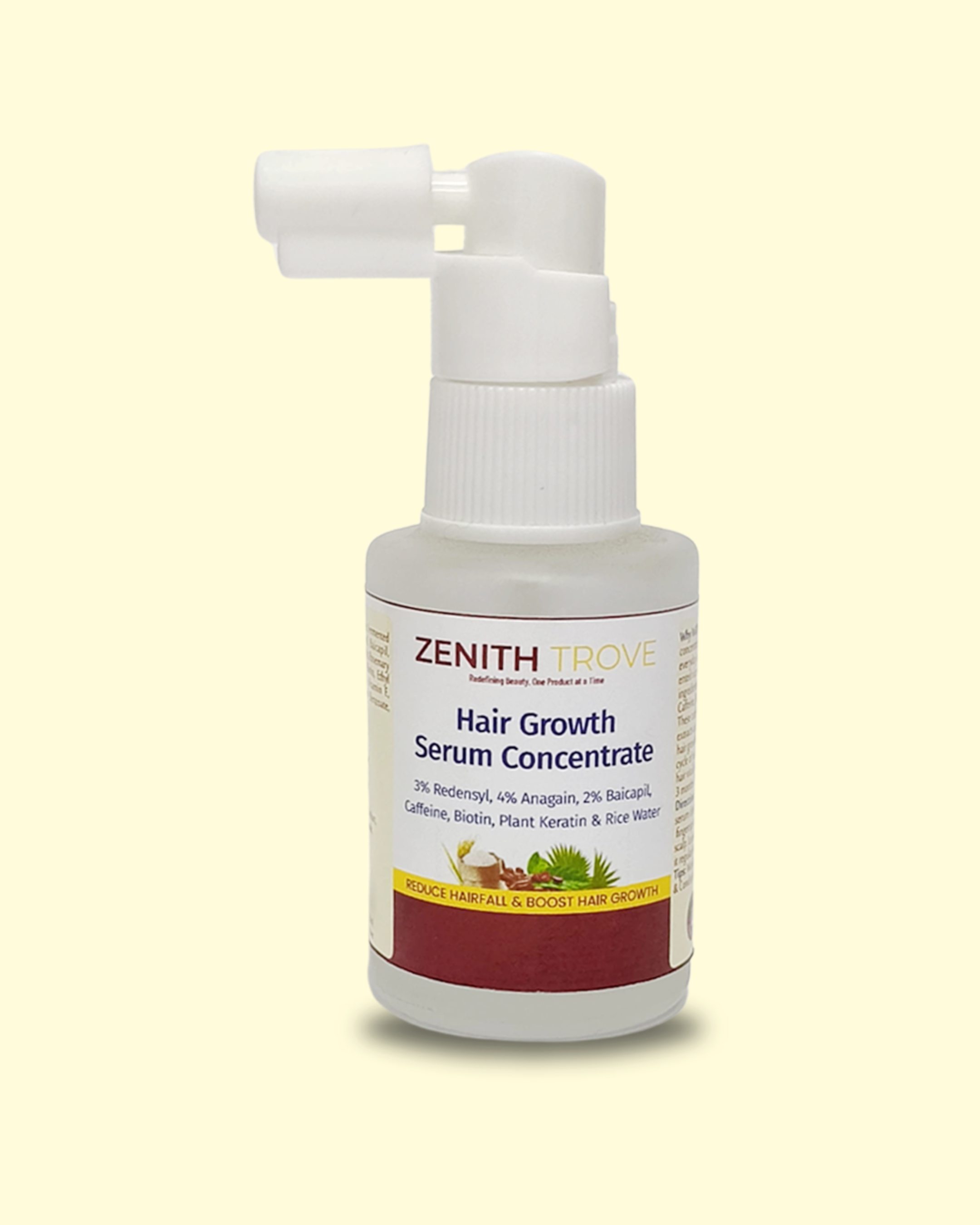 Zenith Trove Advanced Hair Growth Serum – 3% Redensyl, 4% Anagain, 2% Baicapil with Caffeine, Biotin & Rice Water | Hair Fall Control & Regrowth Booster | 30ml view 2