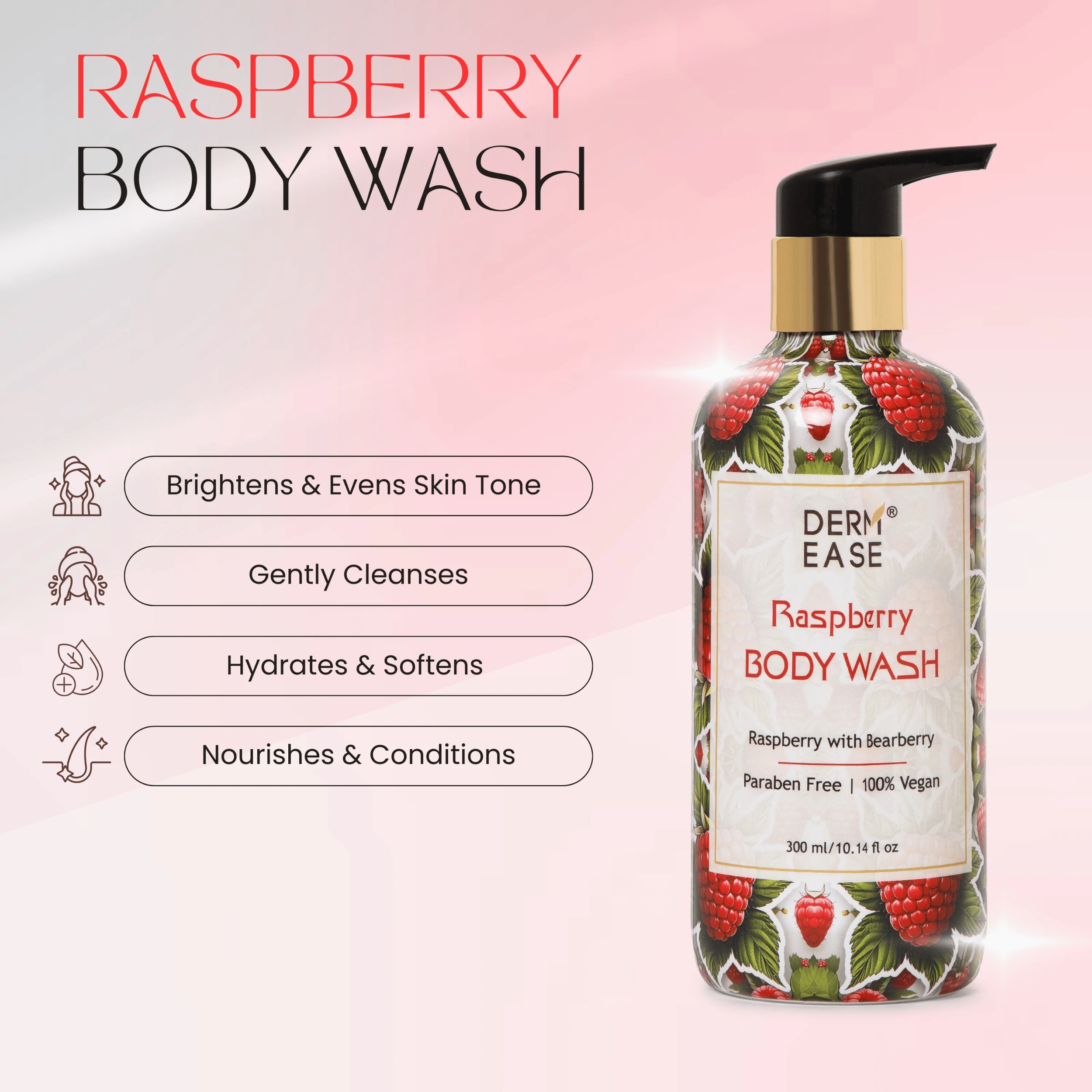 Dermease Raspberry Body Wash for Fresh & Soft Skin view 2