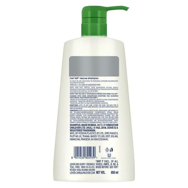 Dove Nutritive Solutions Hair Fall Rescue Shampoo - For Weak Hair, Reduces Hairfall by upto 98%, 650 ml view 2