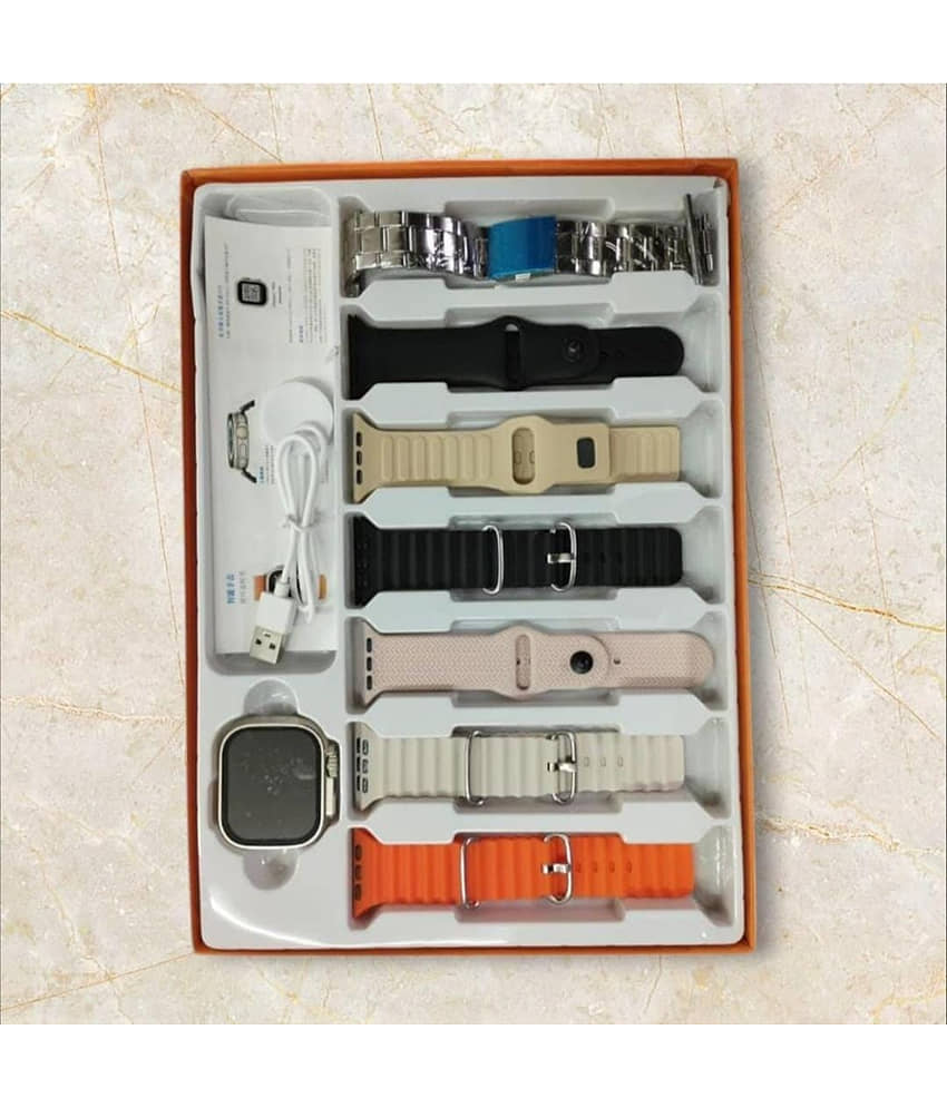 QItmirMKT Ultra Smartwatch with 7 Straps Calling Bluetooth Fitness