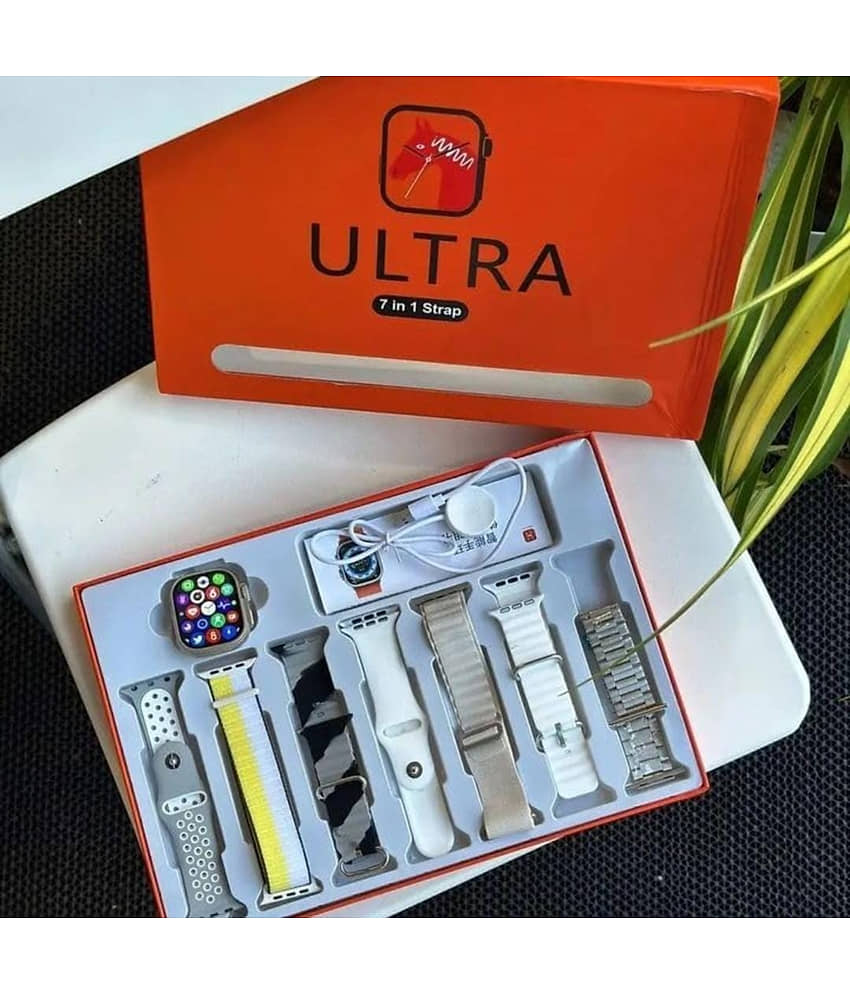 QItmirMKT Ultra Smartwatch with 7 Straps Calling Bluetooth Fitness view 2