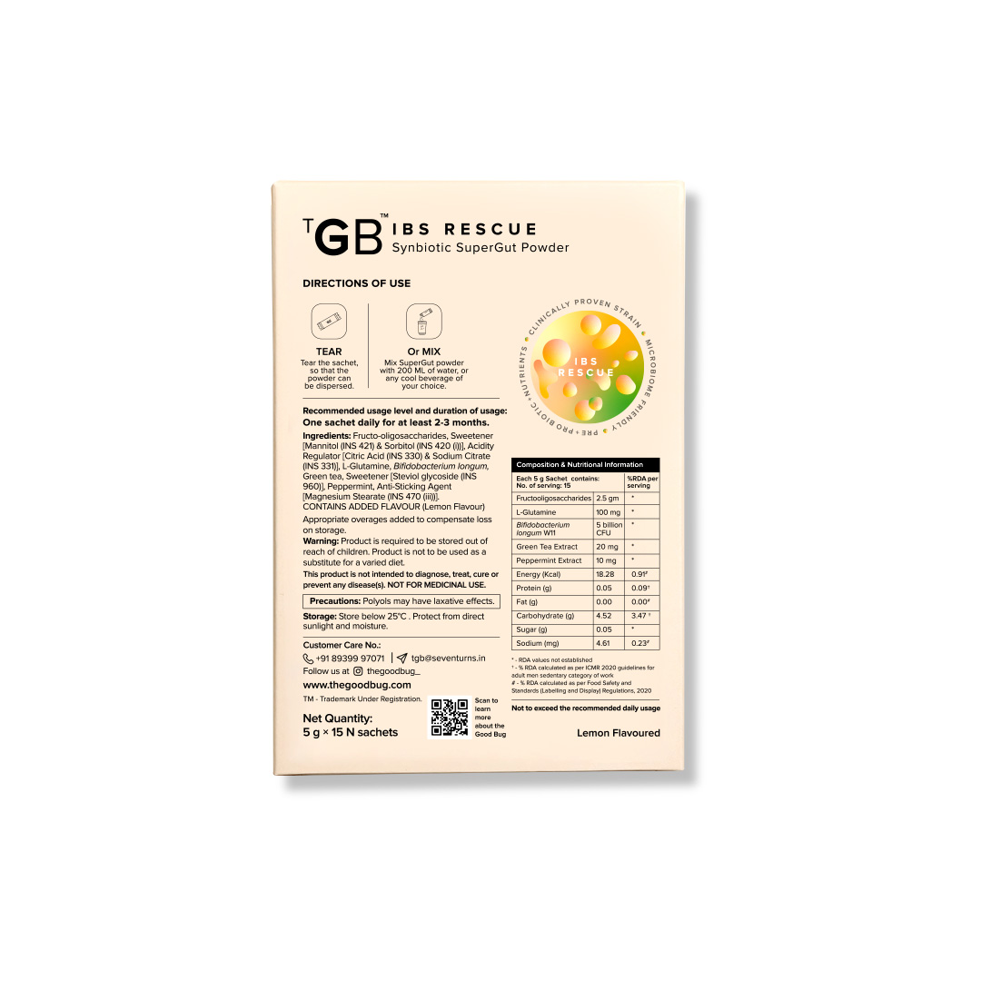 The Good Bug IBS Rescue Synbiotic SuperGut Powder 5 Gms (Pack of 15 Sachets) view 2