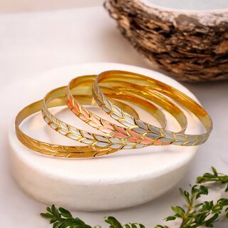 18k One Gram Gold Plated Traditional Designer Pack of 4 Bangle Set For Women view 2