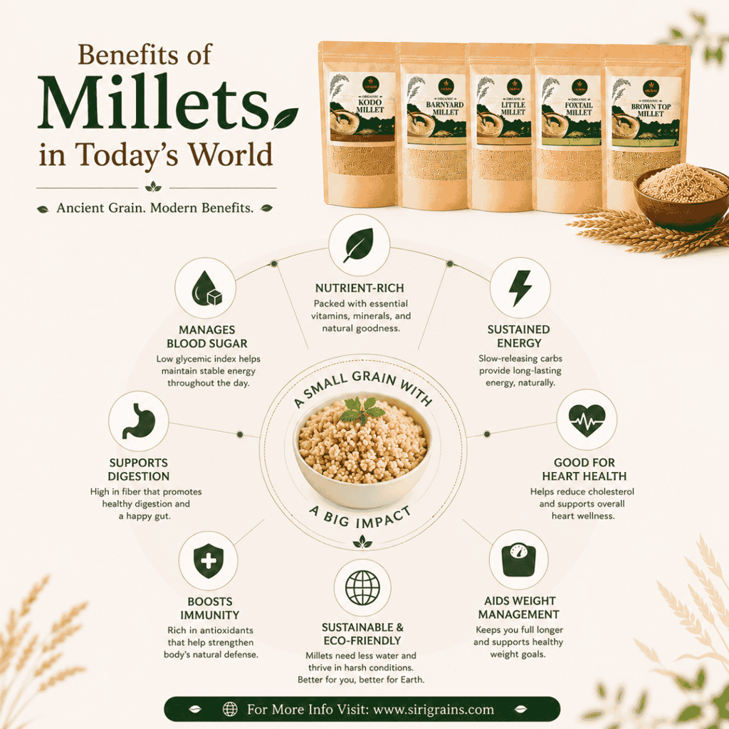 SiriGrains Millet Combo Pack (5 x 500g) | Foxtail, Barnyard, Little, Kodo & Browntop Whole Millets | Unpolished Variety Pack | Total 2.5kg view 2
