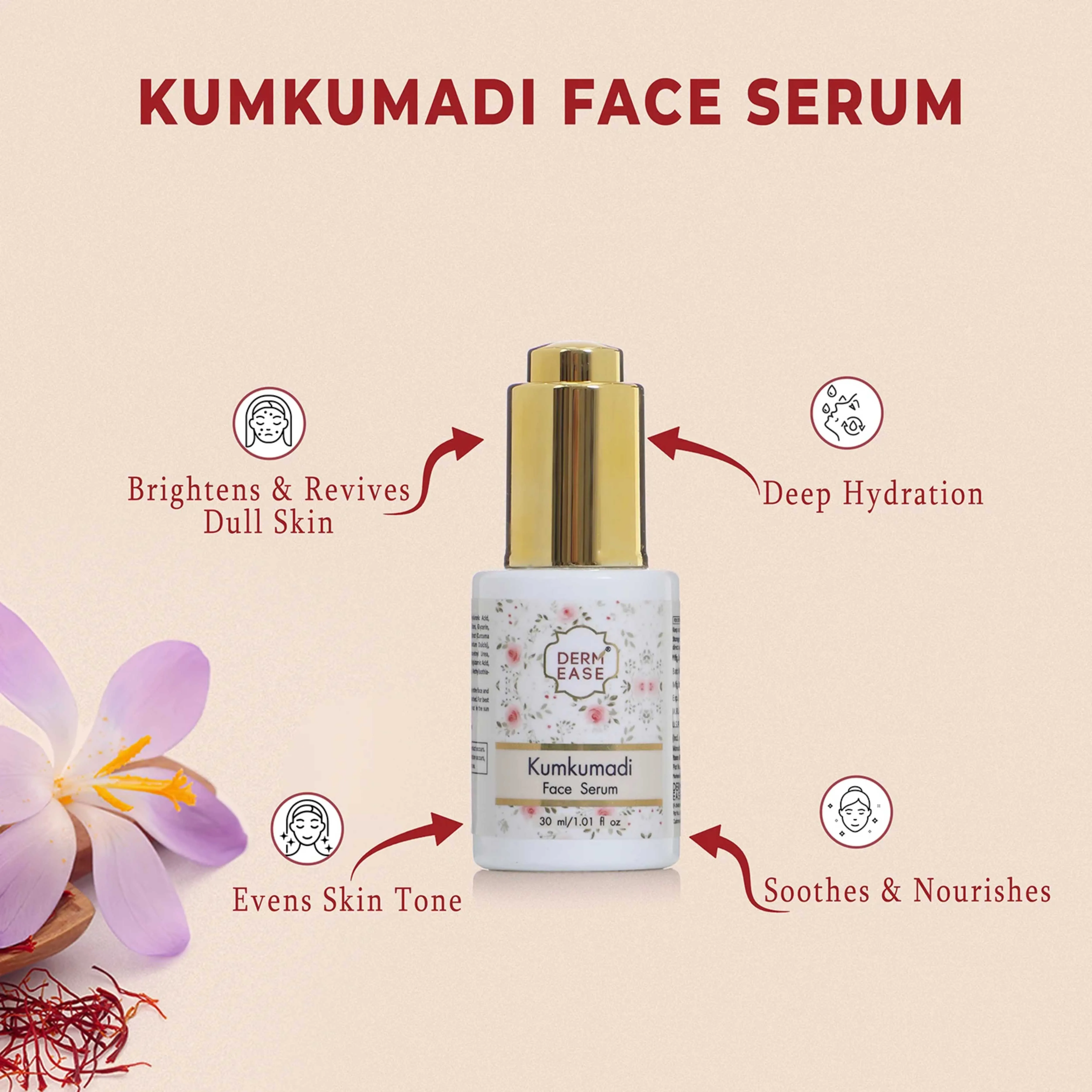 Dermease Kumkumadi Face Serum for Glow & Repair view 2