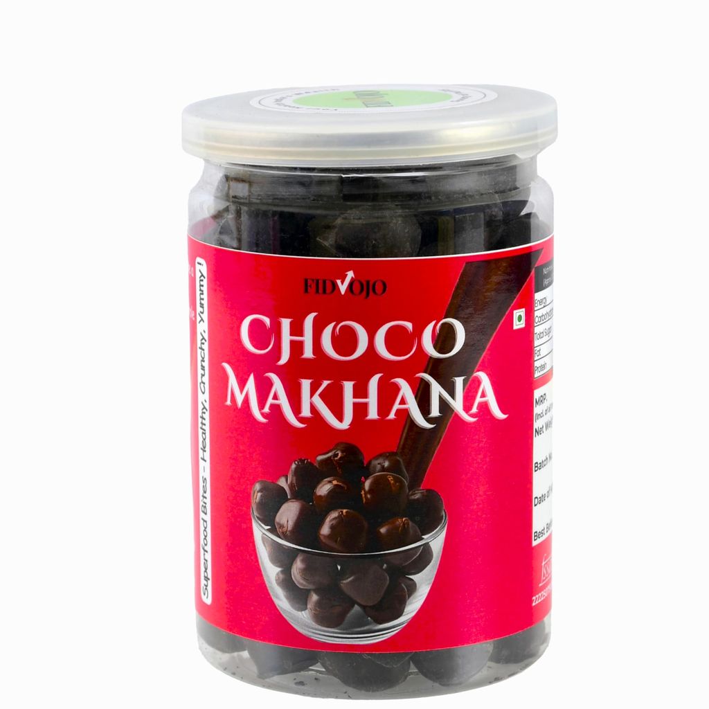 FIDVOJO Premium Crunchy Roasted Dark Chocolate Makhana (Fox Nuts) | Rich Protein & Fiber Healthy Snack | Gluten-Free, Low Calorie Guilt-Free Munchies | No Refined Sugar & No Preservatives | 100g