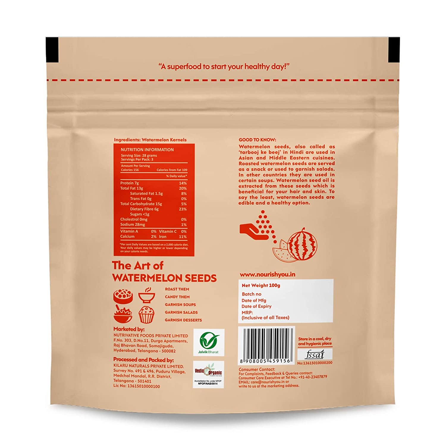 nourish you Raw Watermelon Seeds view 2
