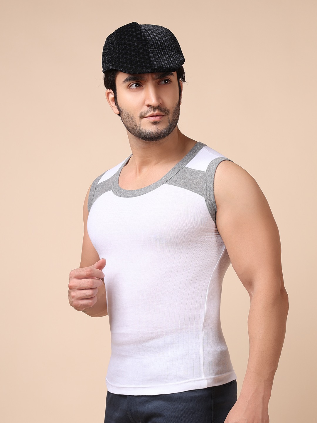 Men's Assorted Pack of 3 Solid Combed Cotton Racerback Styled Gym Vest view 2