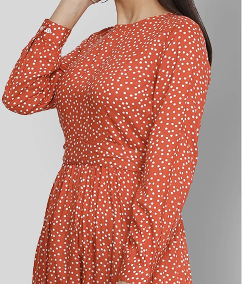 NUEVOSDAMAS Women Rayon Printed Gown ( Orange ) view 2