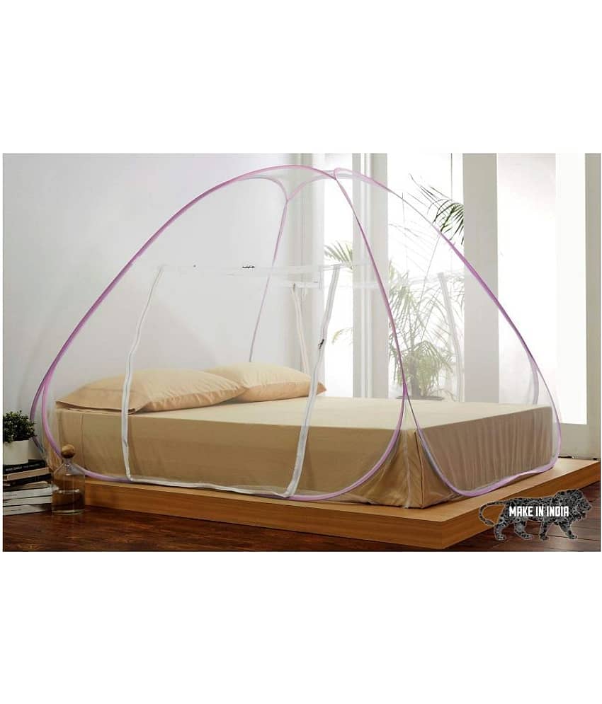 Healthgenie Double Pink Plain Mosquito Net, Machardani view 2