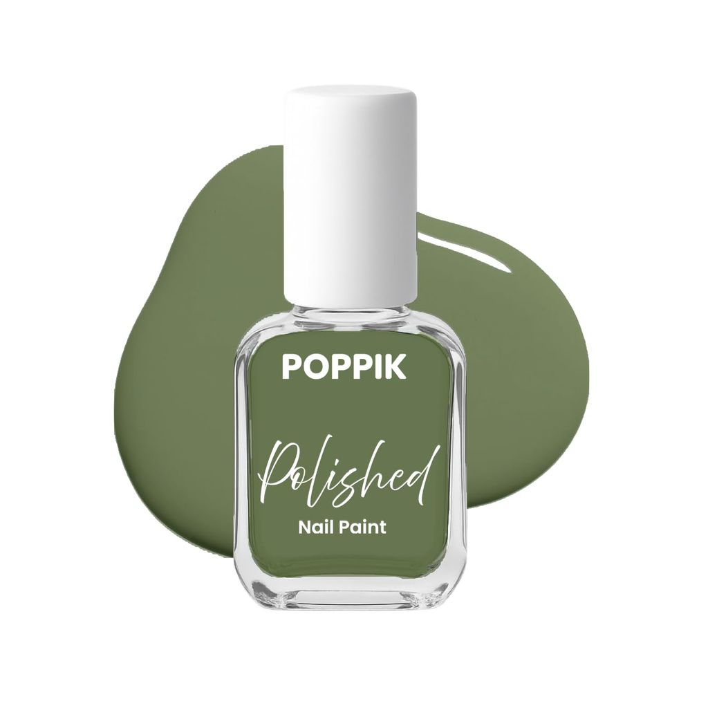 POPPIK Polished Nail Paint 8 ml, Quick-Dry, Long-Lasting & Chip-Resistant Nail Colour with Intense Pigment, Waterproof & Scratch-Proof, Satin Finish, Non-Toxic & Skin-Friendly