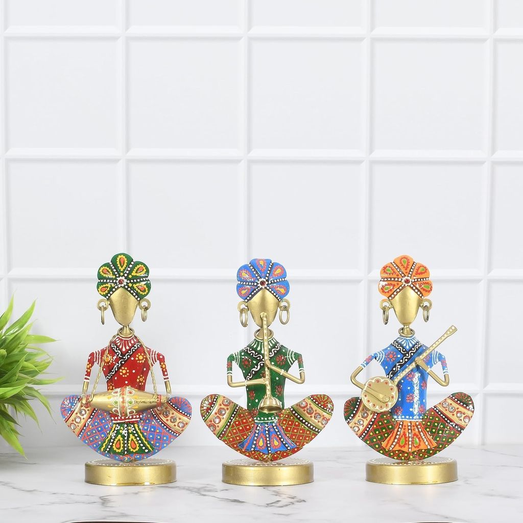 Shree Jagdamba Art Rajasthani Metal Handicraft Vintage Multicolor Muisician for Living Room | Home | Interior Decoration |Table Decor view 2