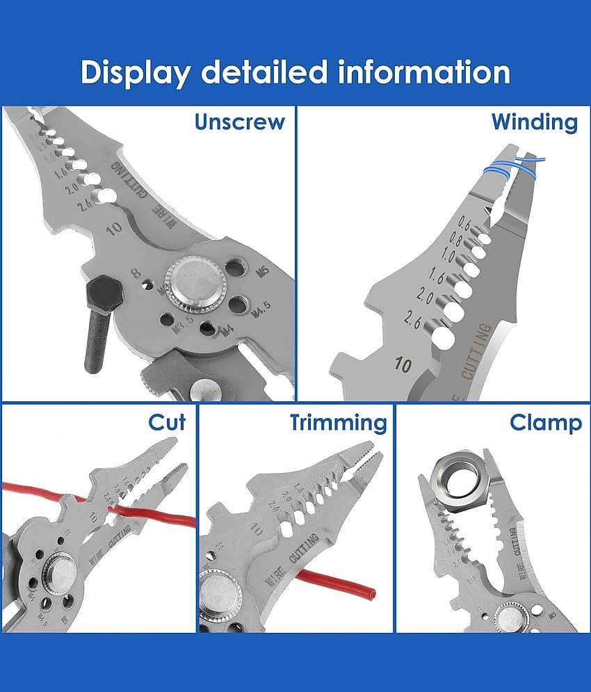 All in 1 Multifunction Stainless Steel Wire Stripper/Wire Crimping Tool, Wire Cutter, Wire Crimper, Cable Stripper, Wiring Tools and Multi-Function Hand Tool (ALL IN 1) view 2