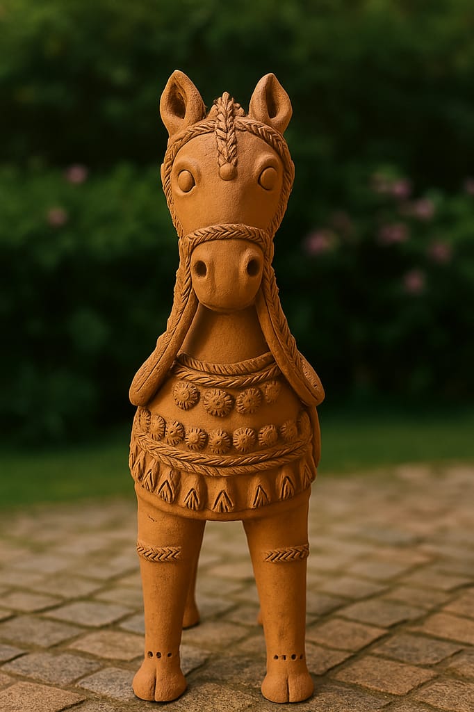 Handcrafted Terracotta Horse Statue - Traditional Indian Clay Figurine for Home Decor view 2