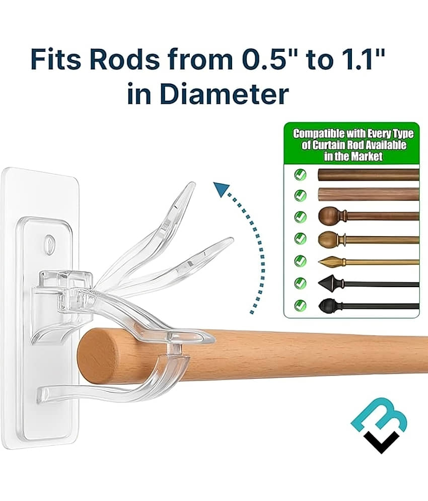 Dust N Shine Self-Adhesive Curtain Rod Holder Hooks, No Drilling Curtain Rod Brackets, Nail-Free Wall Curtain Hooks 4pcs view 2