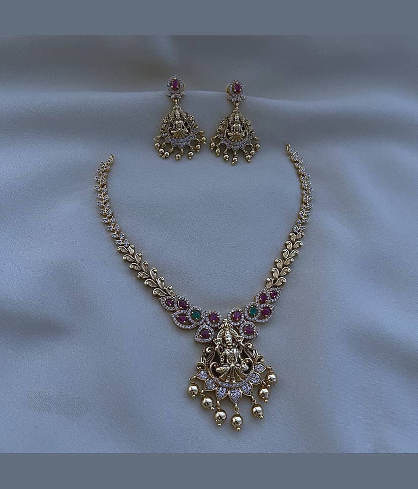 ROFARWORD Gold Brass Necklace Set ( Pack of 1 ) view 2