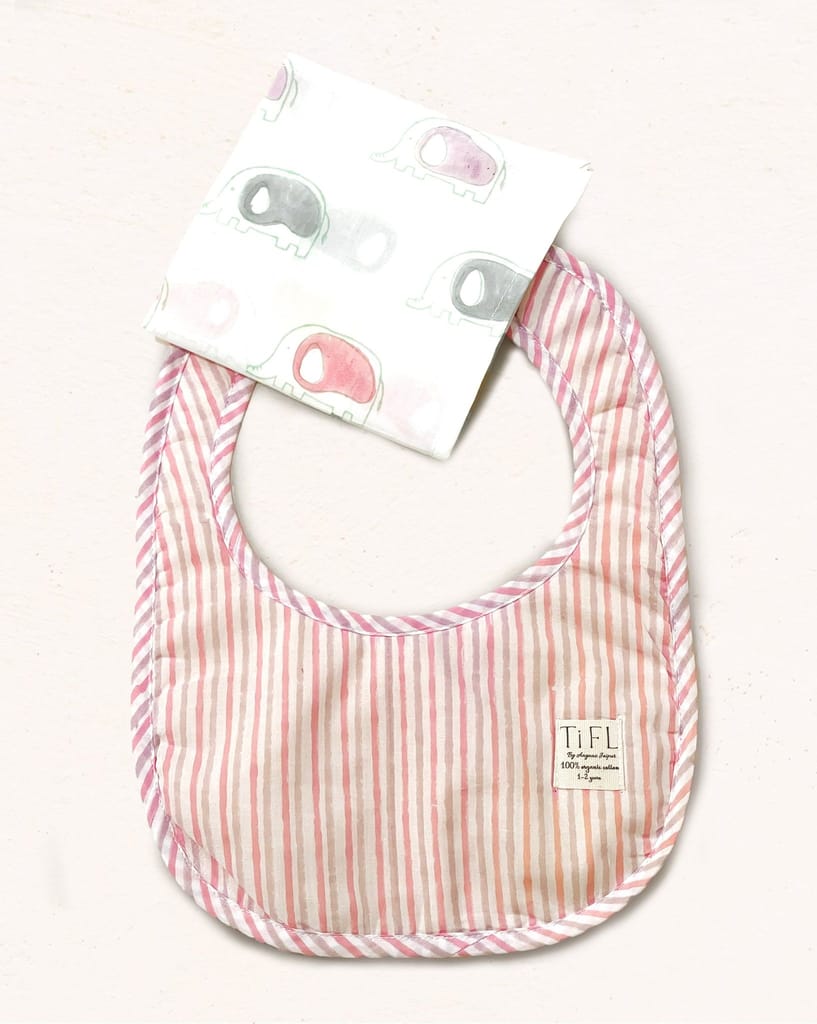 Organic Cotton Bibs in Striped Design by Aagaaz Jaipur view 2