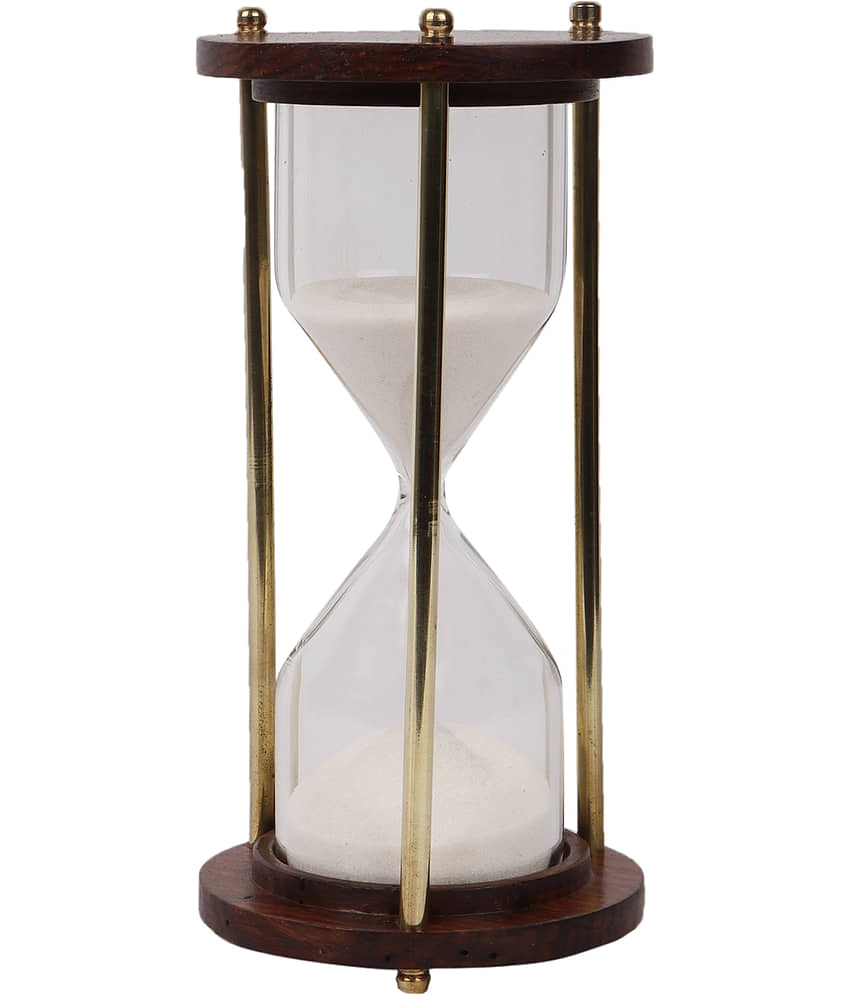 Generic - Brass and Wood Sand Timer (White) Showpiece 14 cm