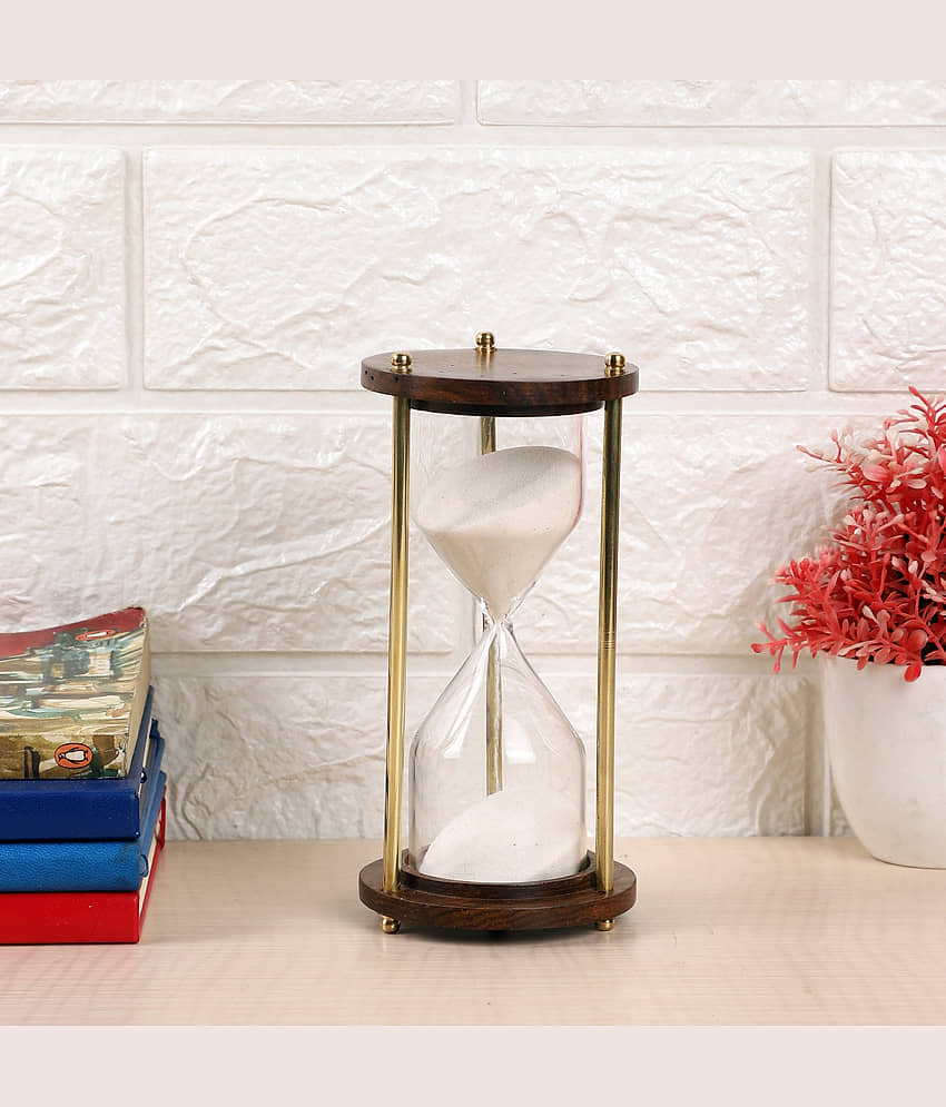 Generic - Brass and Wood Sand Timer (White) Showpiece 14 cm view 2