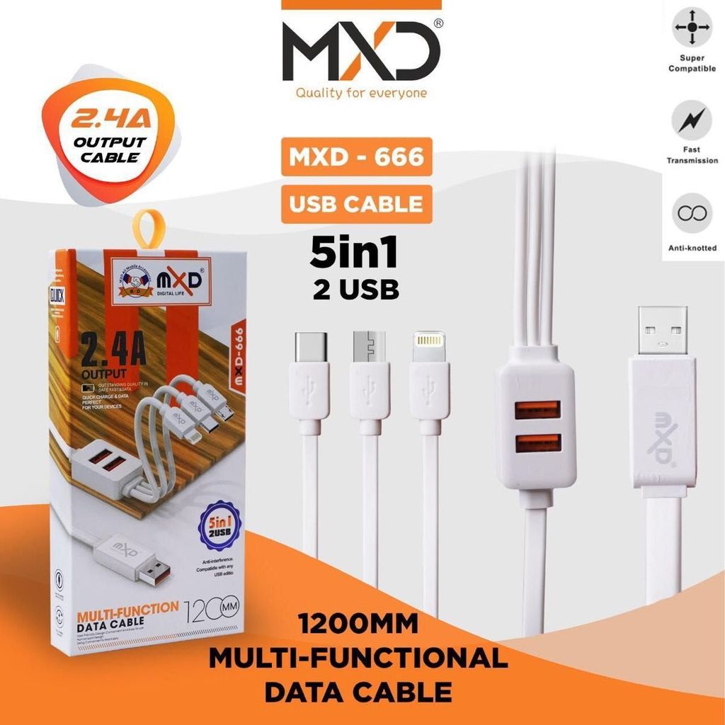 MXD MULTI-FUNCTION 3IN1 DATA CABLE WITH 2USB PORT HUB view 2