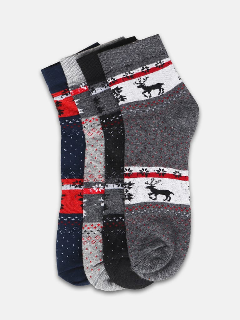 Kolor Fusion Men's Above Ankle Length Cotton Cushioned Terry Socks (Pack of 4) view 2