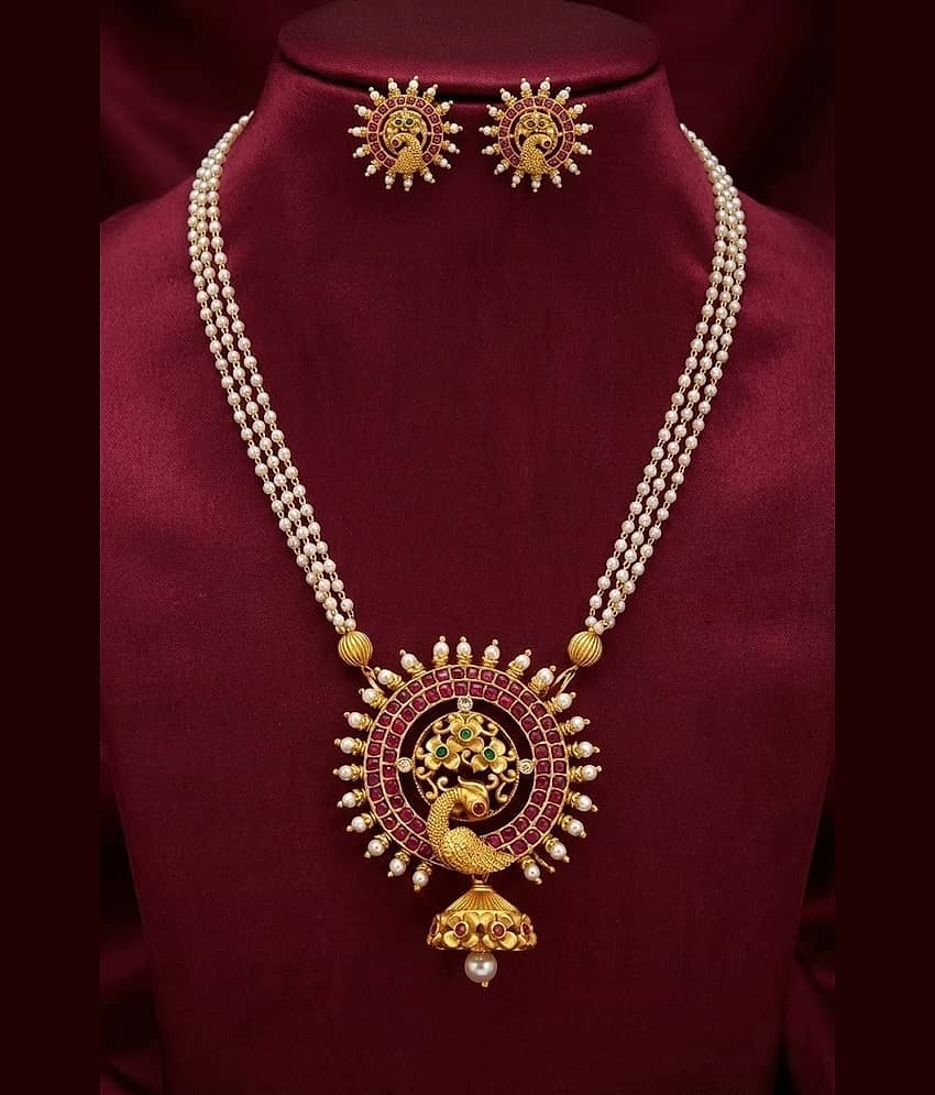 ROFARWORD Gold Brass Necklace Set ( Pack of 1 ) view 2