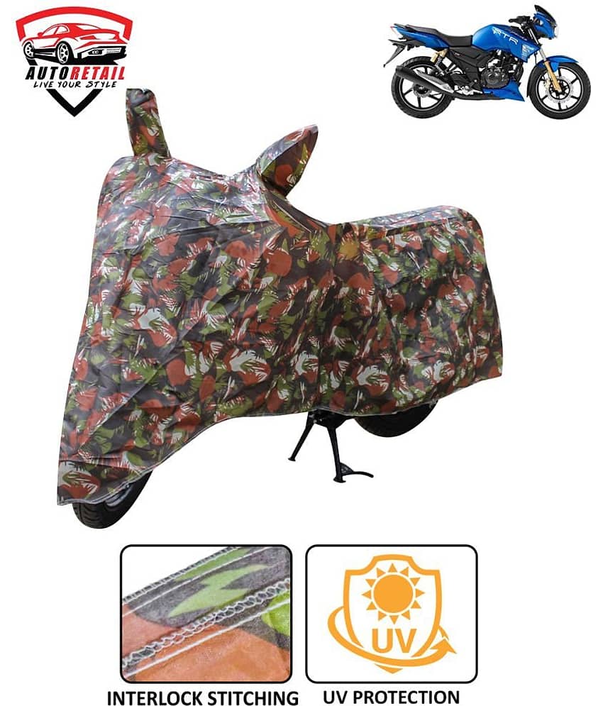 AutoRetail - Jungle Dust Proof Two Wheeler Polyster Cover With (Mirror Pocket) for Apache RTR 180 ( Pack of 1 ) view 2