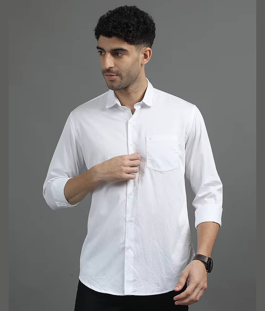 VILLAIN Cotton Blend Slim Fit Solids Full Sleeves Men's Casual Shirt - White ( Pack of 1 )