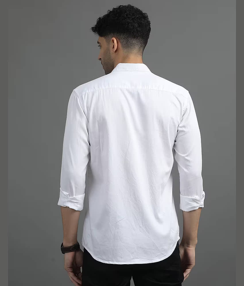 VILLAIN Cotton Blend Slim Fit Solids Full Sleeves Men's Casual Shirt - White ( Pack of 1 ) view 2