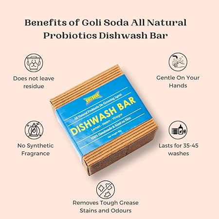 Goli Soda All Natural Probiotics Dish Wash Bar - 90 Gms (Pack Of 1) view 2