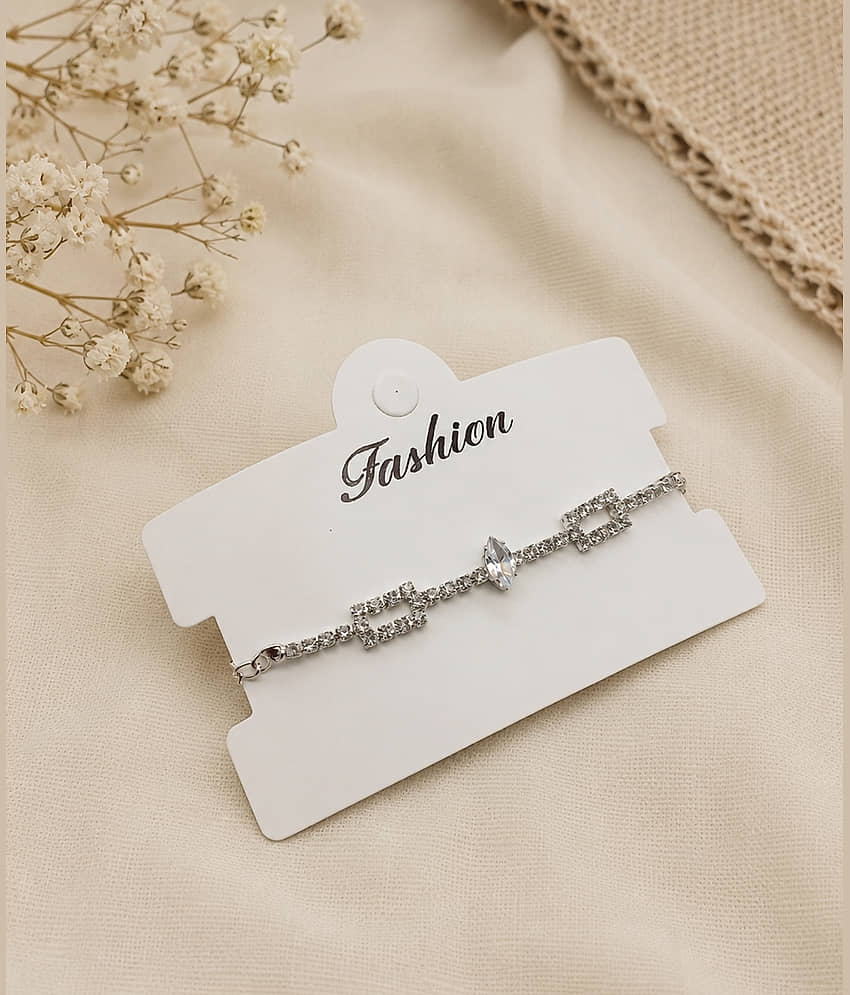 KRIMO American Diamond 1 Bhaiya Bhabhi Rakhi ( Pack of 1 , Silver ) view 2