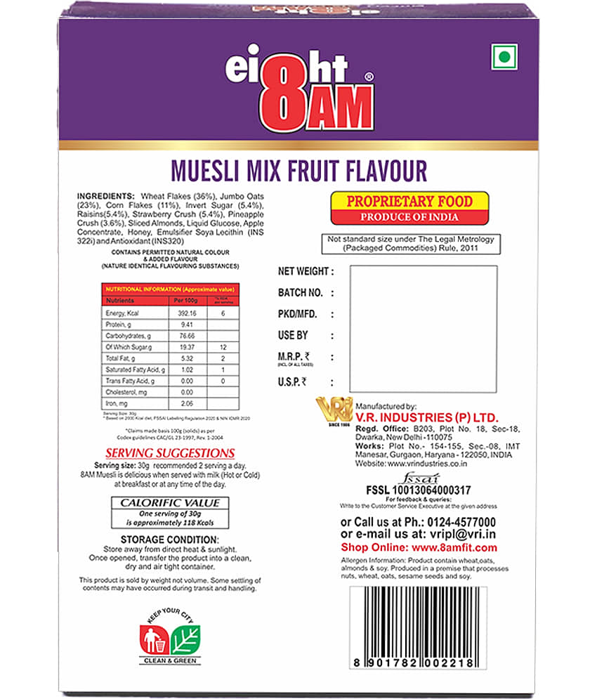 8 AM Mix Fruit Muesli 425 gm view 2