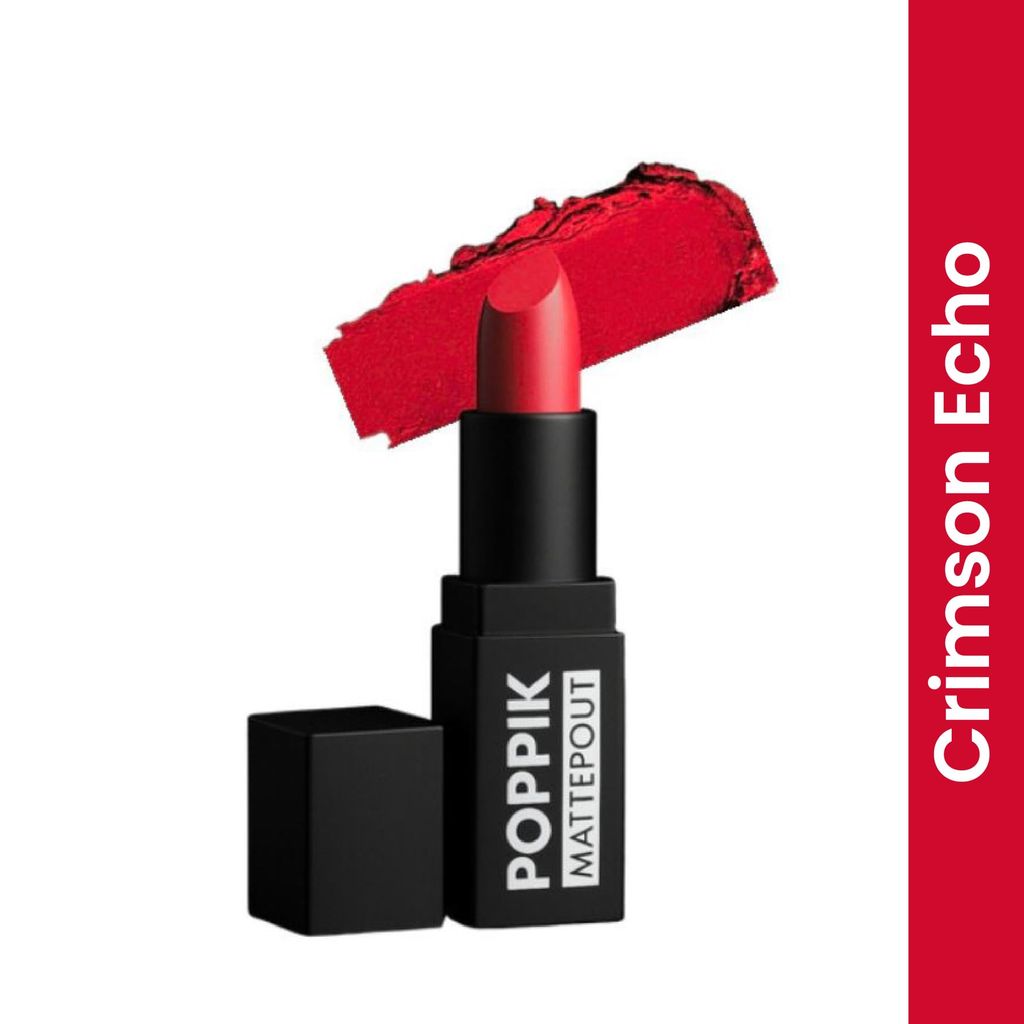 POPPIK Bullet Matte Lipstick for Women | Creamy Matte, Long Lasting Lip Color | High Coverage, Soft & Comfortable Formula | Daily Use Lip Makeup | Ideal for Casual Outings, Wedding, Gift | 3.8gm view 2