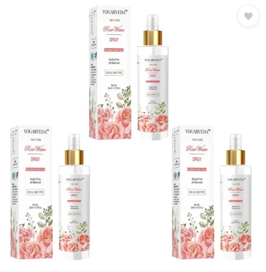 YOGARVEDA 100% Pure Rose Water 200ml Spray) | Suitable for All Skin Types Men & Women Men & Women (600 ml)