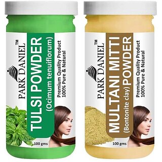 PARK DANIEL Pure & Natural Tulsi Powder & Multani Mitti Powder Combo Pack of 2 Bottles of 100 gm (200 gm ) (200 ml) view 2