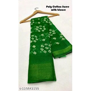 Green Colour Bandhani Printed Cotton Silk Saree view 2