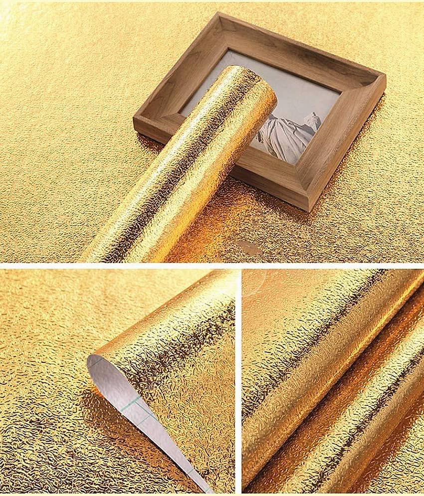 Generic Golden Oil Proof Aluminum Foil Self Adhesive Sticker (60cm x 200cm) (Pack of 1) view 2