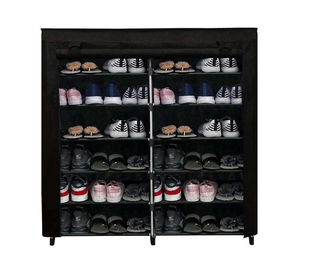 Philoshop 12 Layer Metal Shoe Rack with Cover | Heavy Duty Iron Frame | Large Capacity Shoe Organizer | Dustproof & Portable Shoe Stand for Home