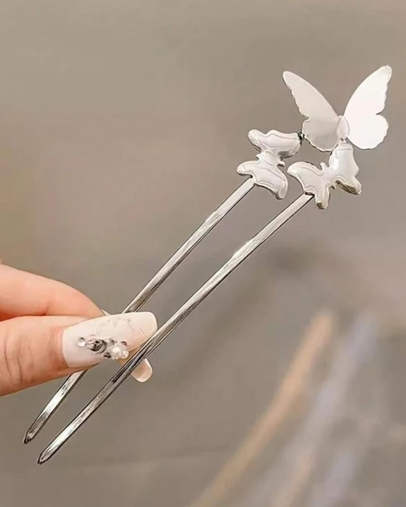 2pcs Golden and Silver Butterfly Metal Juda Bun Stick view 2