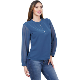 Solid Georgette Top Girls view 2