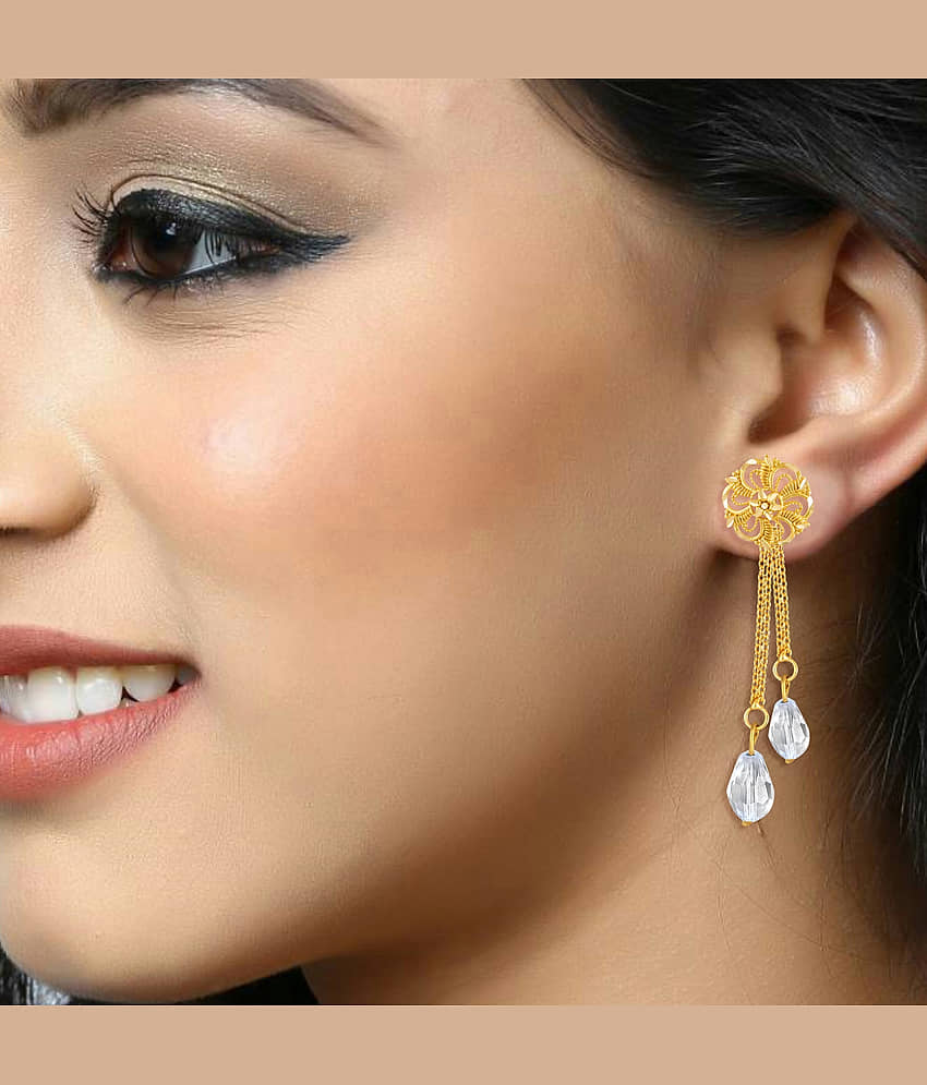 Vighnaharta Golden Drop Earrings ( Pack of 1 ) view 2