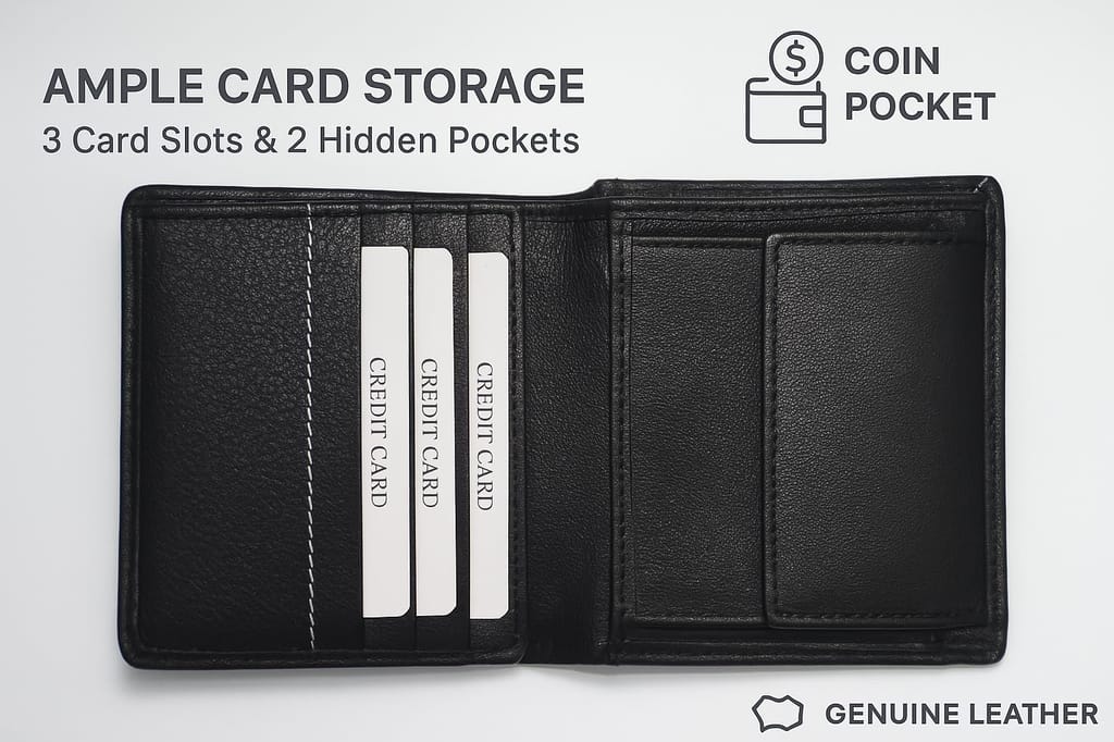 Twiner Premium Leather RFID-Protected Wallet with Coin Pocket & Card Holder view 2