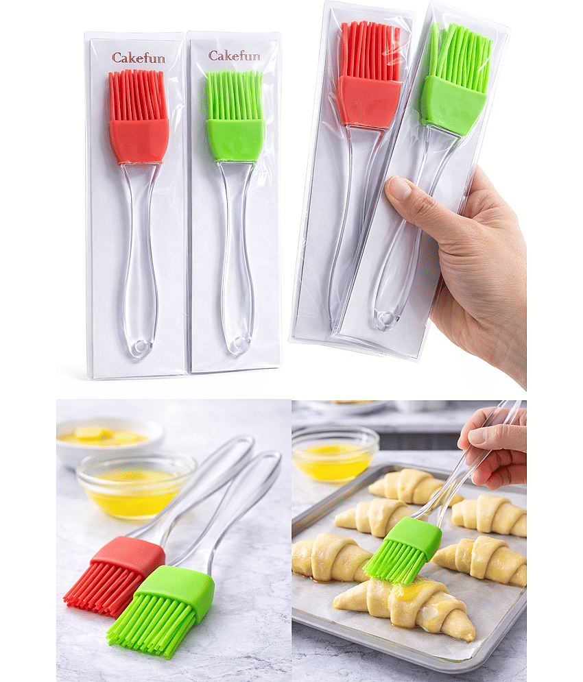 Set of 2 Kitchen Silicon Flat Pastry Brush Multi Purpose Silicon Oil Cooking Brush for Grilling, Tandoor and BBQ (Multicolor) view 2