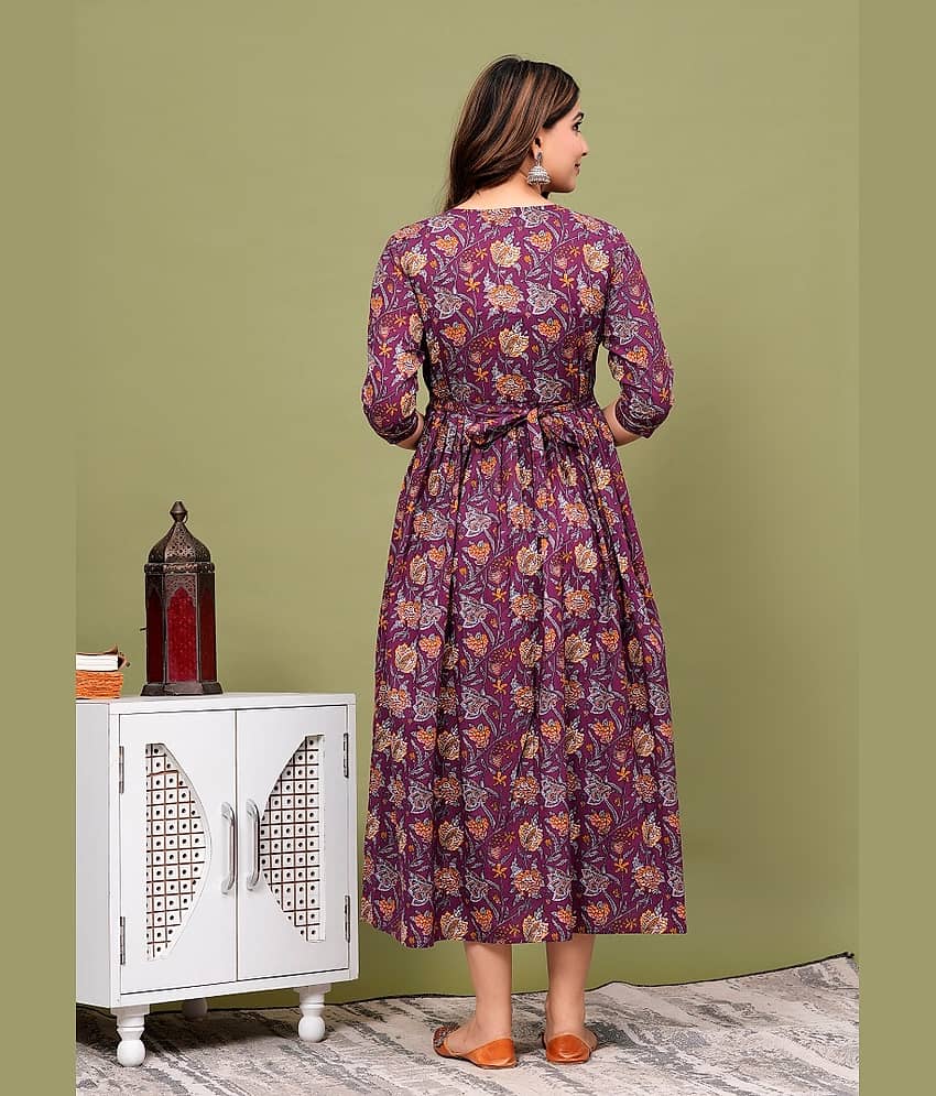 Nevisha Style Purple Cotton Maternity Kurta Single view 2
